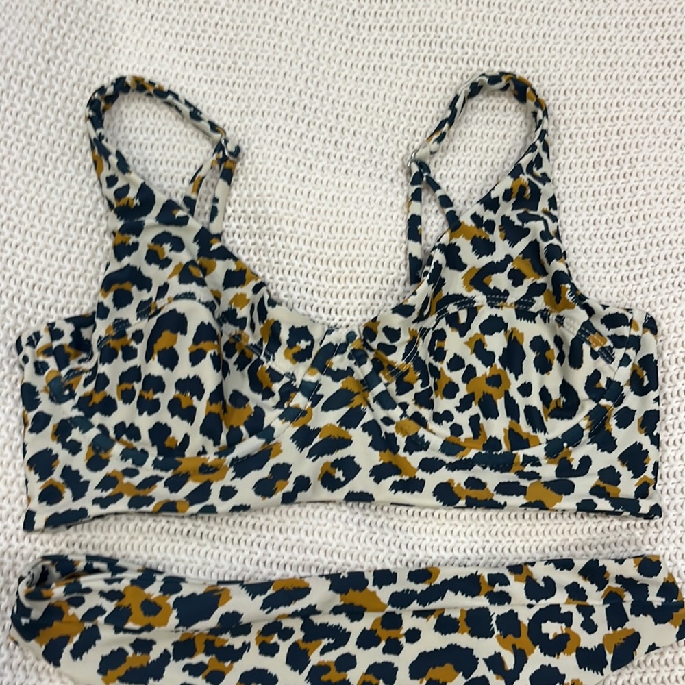 Aila Blue Bikini Set Cheetah Print Size Small